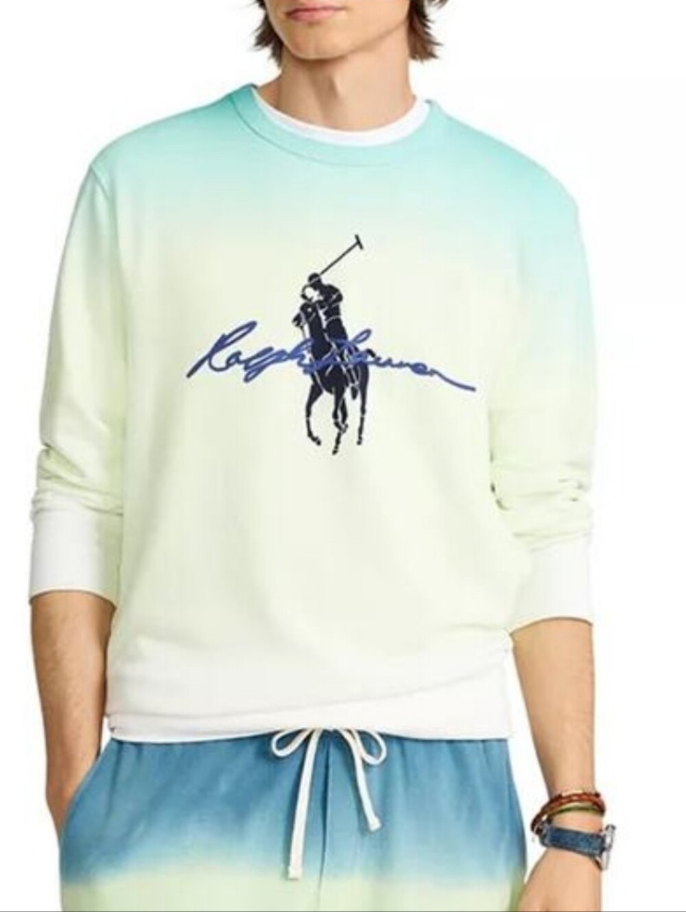 Polo Ralph Lauren Dip-Dyed Spa Terry Big Pony Crewneck Sweatshirt Size 4XB Mens